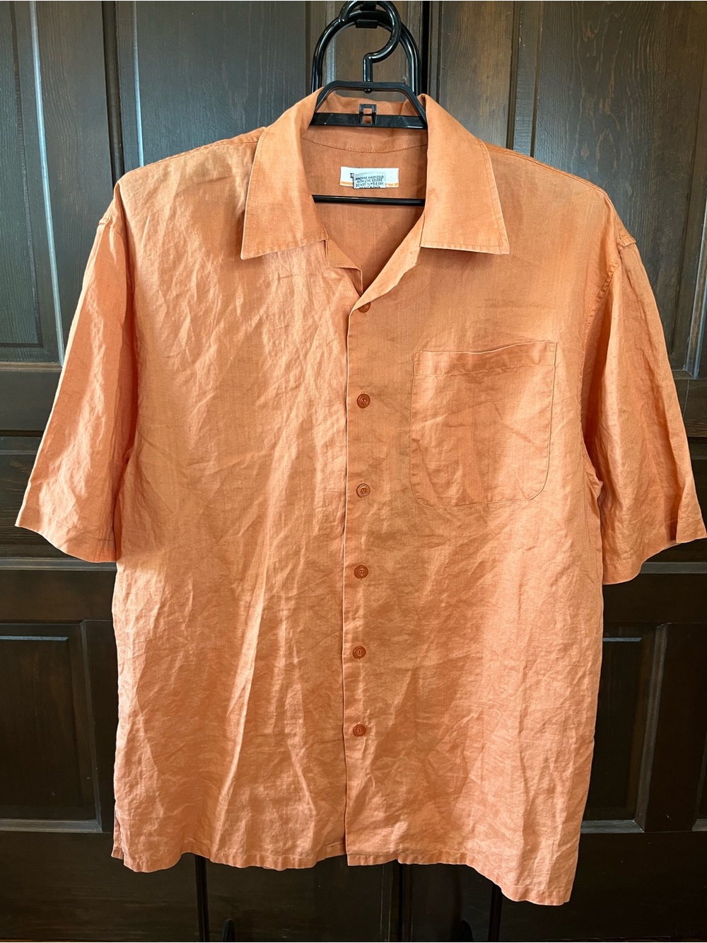 Daniel Ellissa Men's Short Sleeve Linen Shirt Size XL Solid Orange